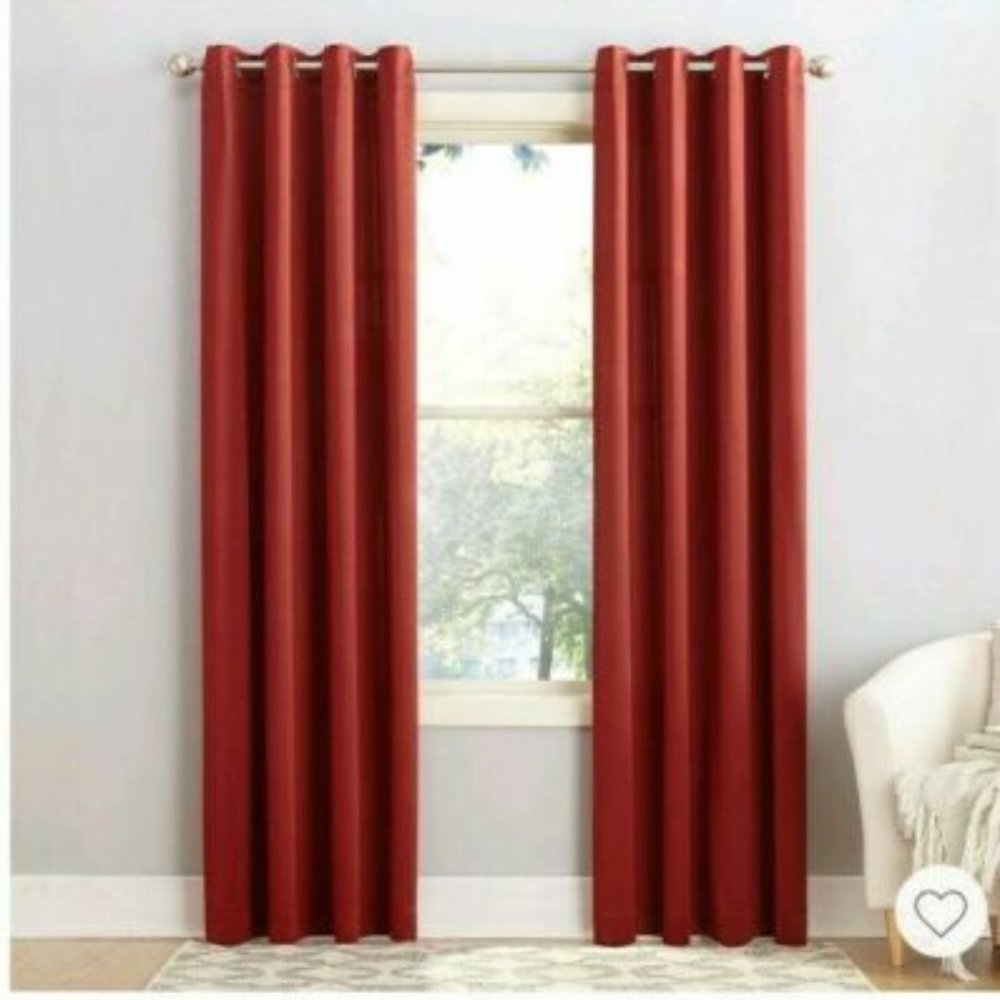 Seymour Energy Efficient Grommet Top Room Darkening Curtain Panel- Red
